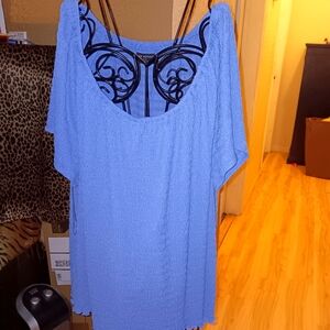 LANE BRYANT Blue Women's Top SZ 26/28 lovely gauze fabric
